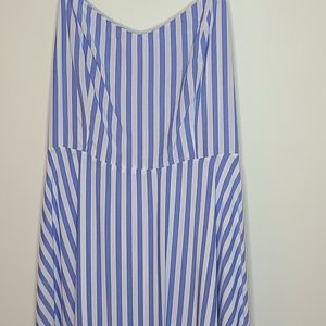Blue and White Stripe Flared Dress